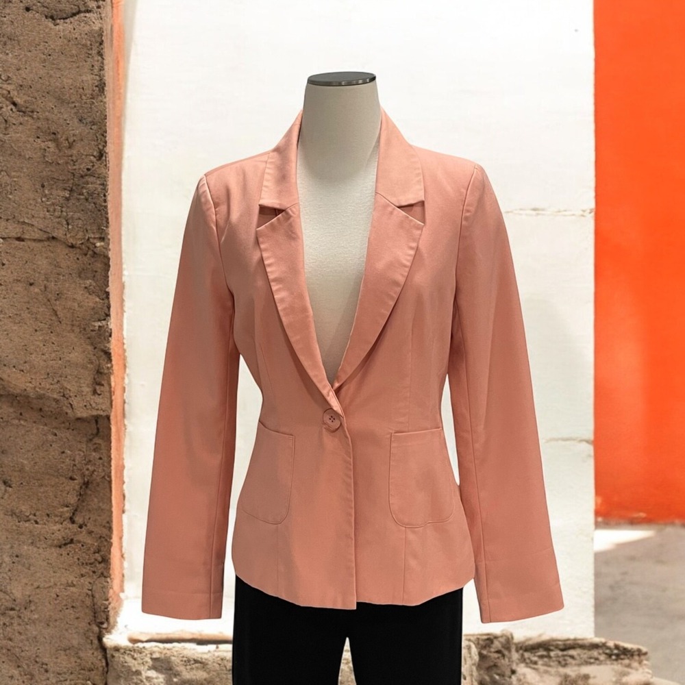 2b Bebe Peach Medium Cutout Back Blazer Trendy Edgy Bold Sleek Office Chic Bold‎